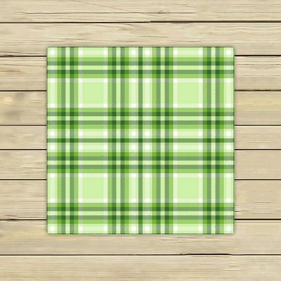 3dRose White West Highland Terrier Pattern Over Green Tartan Towel 15 x 22 
